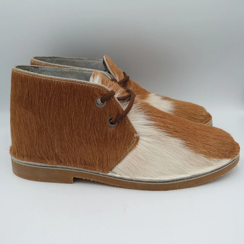 UWEZO Mens Ginger Hair-On Cowhide Veldskoene Chukka Boots South African 11.5
